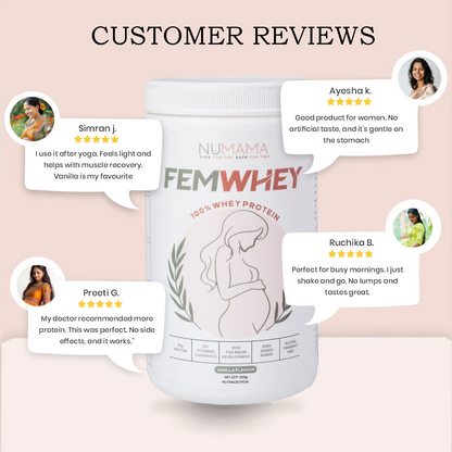 NuMama FemWhey Protein Powder for Women | 100% Whey protein | Zero Added Sugar | 22+ Vitamins and Minerals | 200g
